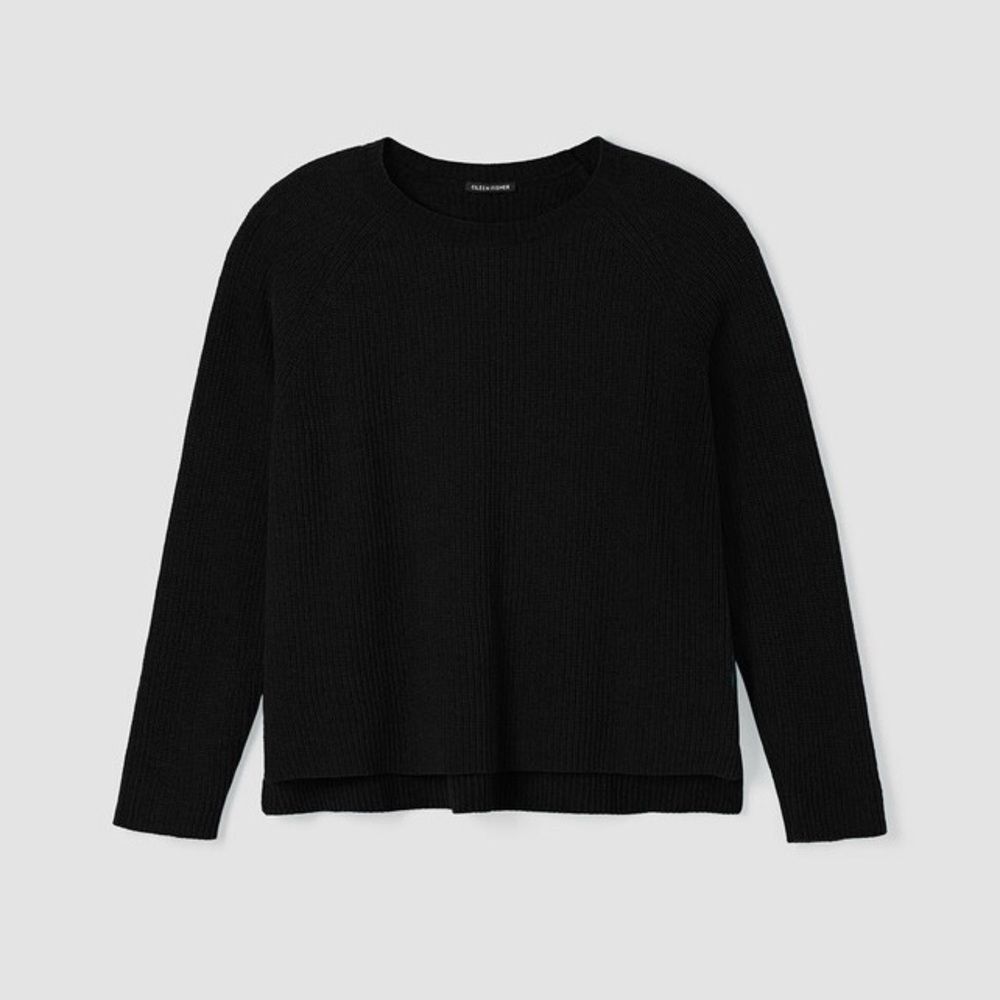Eileen Fisher Organic Cotton Chenille Crew Neck Top - Black, Size 2X, Excellent